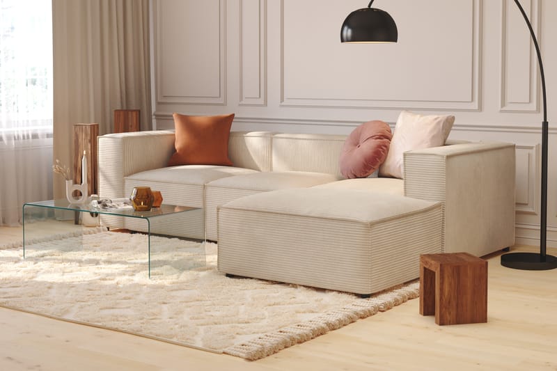 Djup Soffa 3-sits m. Divan Narender - Beige - 3 sits soffa med divan - Divansoffa & schäslongsoffa