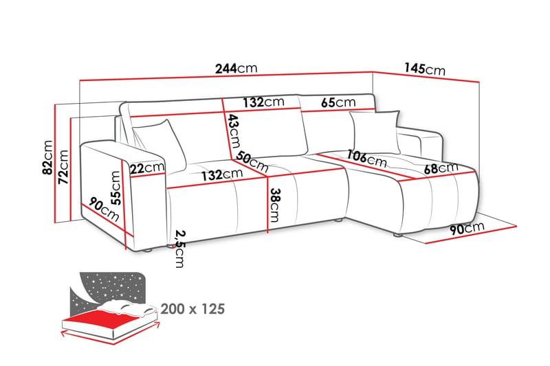 Flo Bäddsoffa med Divan 3-sits - Grå - Möbler - Soffa - Divansoffa & schäslongsoffa - 3 sits soffa med divan