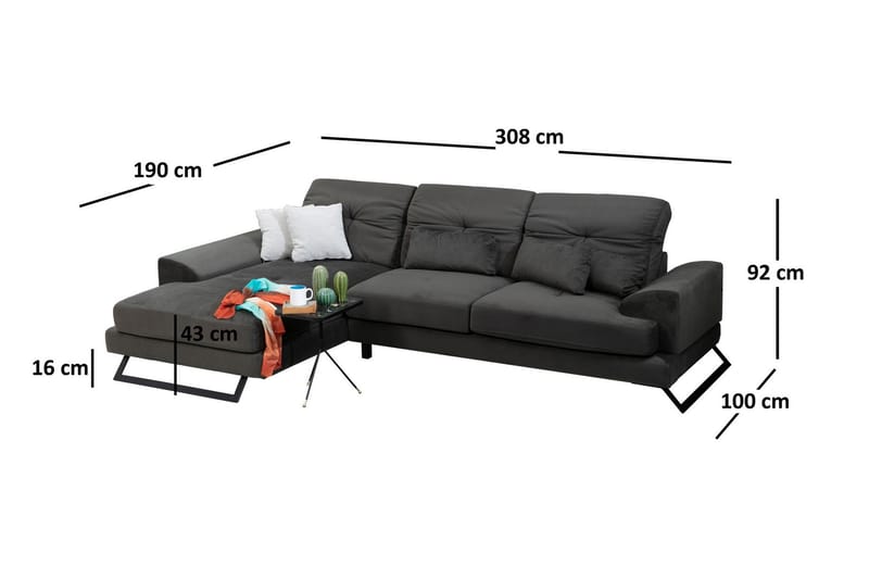 Hörnsoffa Bosell med Divan Vänster - Svart - Möbler - Soffa - Divansoffa & schäslongsoffa