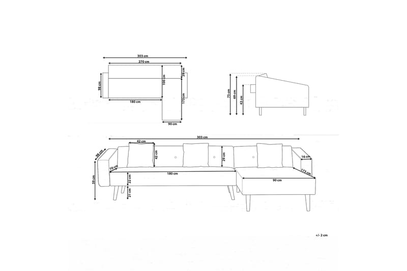 Hörnsoffa Hulgan Vänster Sammet - Grön - Möbler - Soffa - Divansoffa & schäslongsoffa - 4 sits soffa med divan