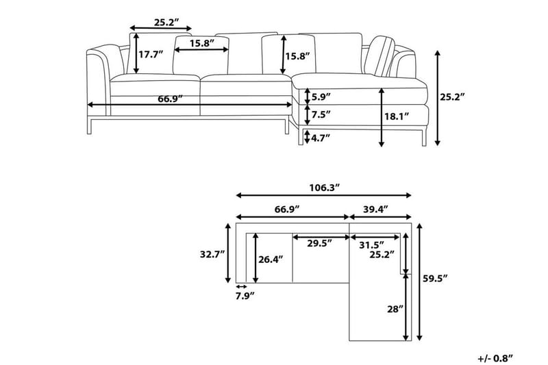 Hörnsoffa Sharmon Vänster - Ljusgrå - Möbler - Soffa - Divansoffa & schäslongsoffa - 4 sits soffa med divan