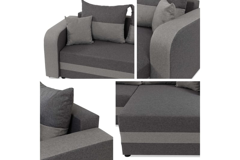 Hewlet Soffa med Divan 3-sits - Beige/Mörkgrå - Möbler - Soffa - Divansoffa & schäslongsoffa - 3 sits soffa med divan