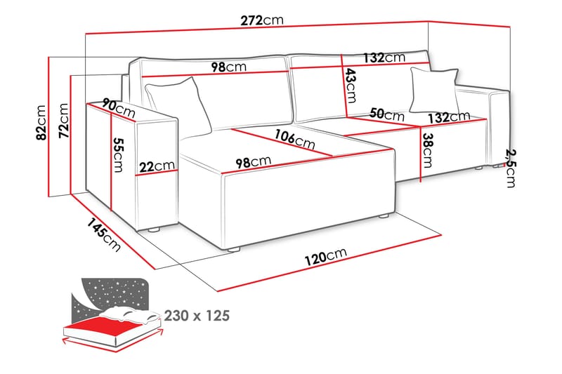 Hobson Soffa med Divan 3-sits - Beige - Möbler - Soffa - Divansoffa & schäslongsoffa - 3 sits soffa med divan