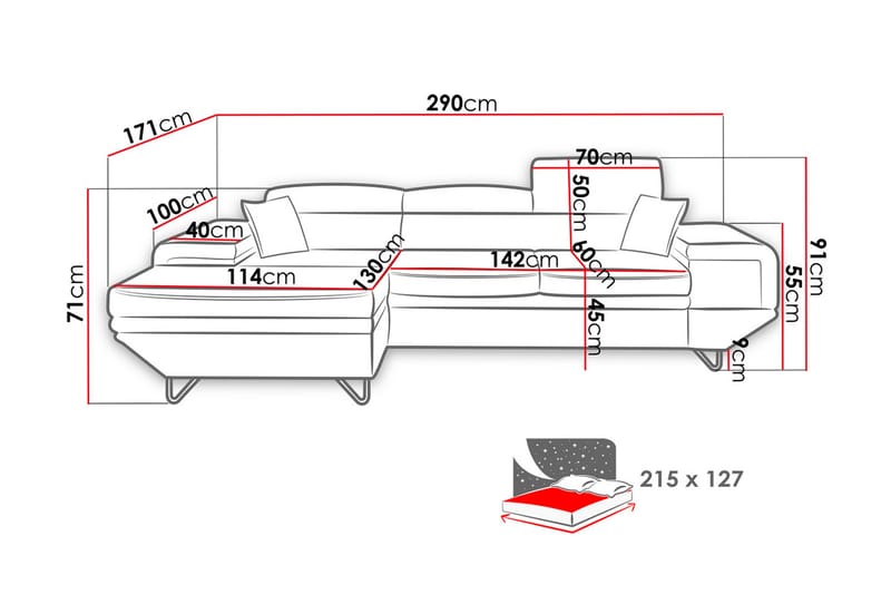 Kollekind Soffa med Divan 3-sits - Beige/Brun - Möbler - Soffa - Divansoffa & schäslongsoffa - 3 sits soffa med divan