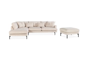 Menard 3-sits Soffa med Schäslong Vänster + Fotpall - Divansoffa - Beige - Möbler - Soffa - Divansoffa & schäslongsoffa - 3 sits soffa med divan