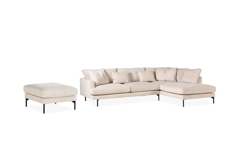 Menard 4-sits Soffa med Schäslong Höger + Fotpall - Beige - Möbler - Soffa - Divansoffa & schäslongsoffa - 4 sits soffa med divan