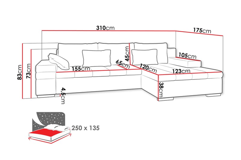 Naoma Soffa med Divan 3-sits - Vit/Ljusgrå - Möbler - Soffa - Divansoffa & schäslongsoffa - 3 sits soffa med divan