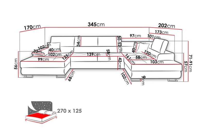 Reginia Soffa med Divan och Schäslong 4-sits - Vit - Möbler - Soffa - Divansoffa & schäslongsoffa - 4 sits soffa med divan