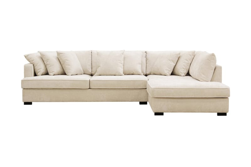 Rossi Djup 3-sits L Sammetssoffa med Schäslong Höger - Ljus Beige - Möbler - Soffa - Divansoffa & schäslongsoffa - 4 sits soffa med divan