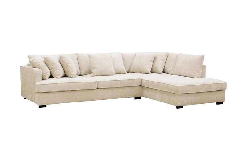 Rossi Djup 3-sits L Sammetssoffa med Schäslong Höger - Ljus Beige - Möbler - Soffa - Divansoffa & schäslongsoffa - 4 sits soffa med divan