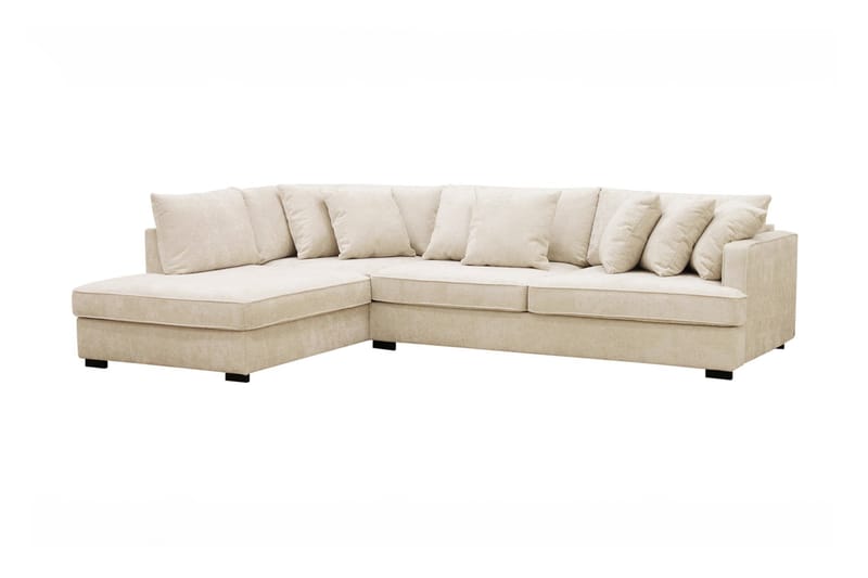 Rossi Djup 3-sits L Sammetssoffa med Schäslong Vänster - Ljus Beige - Möbler - Soffa - Divansoffa & schäslongsoffa - 4 sits soffa med divan