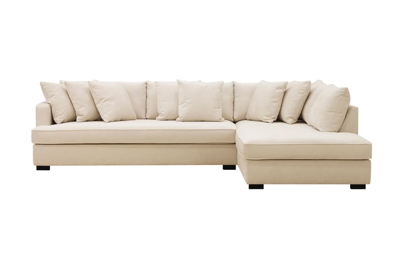 Rossita 4-sits Hörnsoffa hel dyna i Sammet Höger - Beige - Möbler - Soffa - Divansoffa & schäslongsoffa - 4 sits soffa med divan