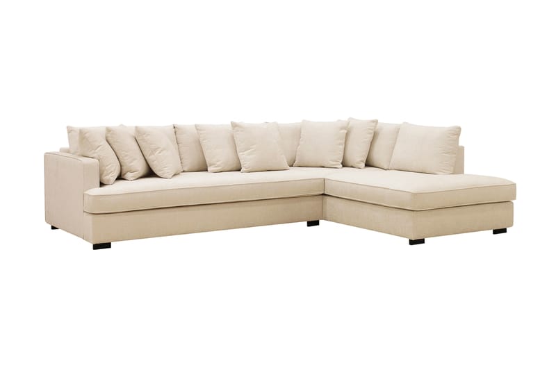 Rossita 4-sits Hörnsoffa hel dyna i Sammet Höger - Beige - Möbler - Soffa - Divansoffa & schäslongsoffa - 4 sits soffa med divan