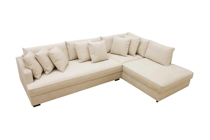 Rossita 4-sits Hörnsoffa hel dyna i Sammet Höger - Beige - Möbler - Soffa - Divansoffa & schäslongsoffa - 4 sits soffa med divan