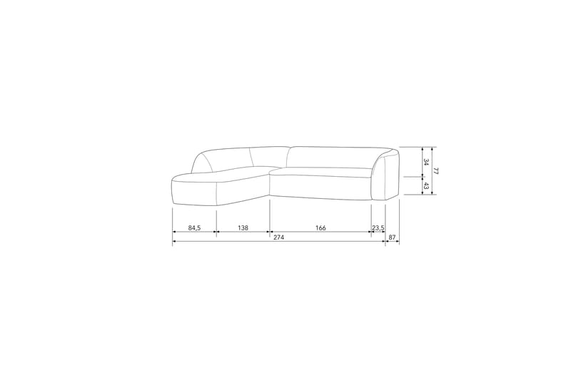 Soffa med Schäslong Mooli 3-sits - Naturmelange - Möbler - Soffa - Divansoffa & schäslongsoffa - 3 sits soffa med divan