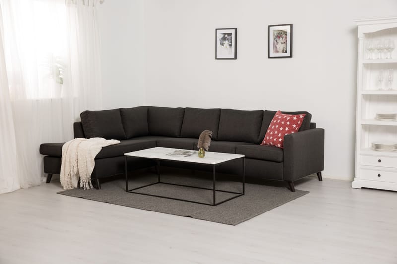 Soffa Yen 4-sits med Schäslong Vänster - Mörkgrå - Möbler - Soffa - Divansoffa & schäslongsoffa