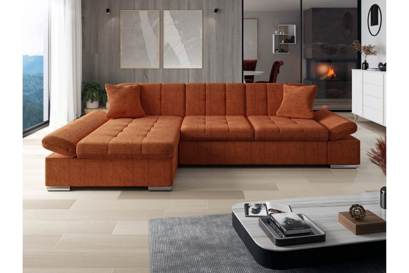 Djerra Soffa med Divan 3-sits - Orange - Möbler - Soffa - Divansoffa & schäslongsoffa - 3 sits soffa med divan