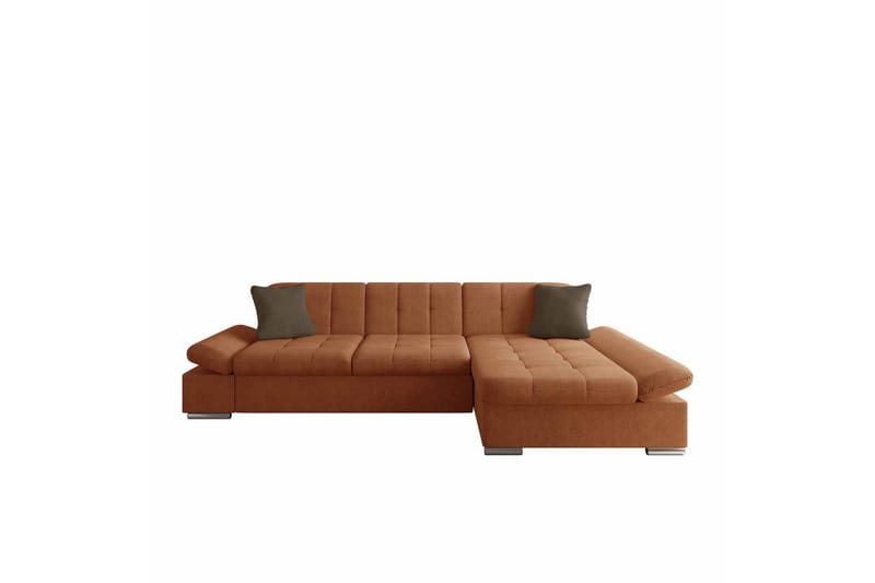 Djerra Soffa med Divan 3-sits - Orange/Brun - Möbler - Soffa - Divansoffa & schäslongsoffa - 3 sits soffa med divan