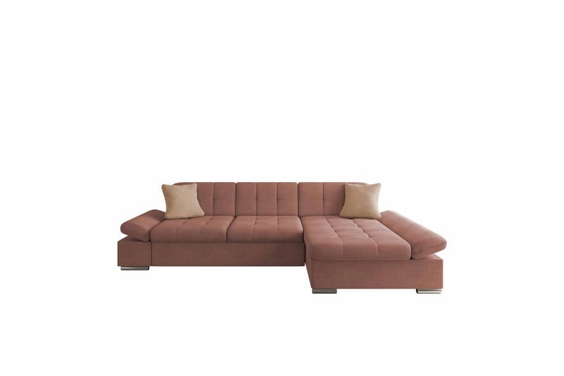 Djerra Soffa med Divan 3-sits - Rosa/Beige - Möbler - Soffa - Divansoffa & schäslongsoffa - 3 sits soffa med divan