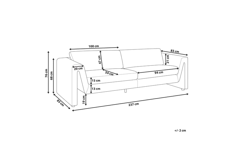 Durran Soffa 3-sits - Grå/Svart - Möbler - Soffa - 3 sits soffa