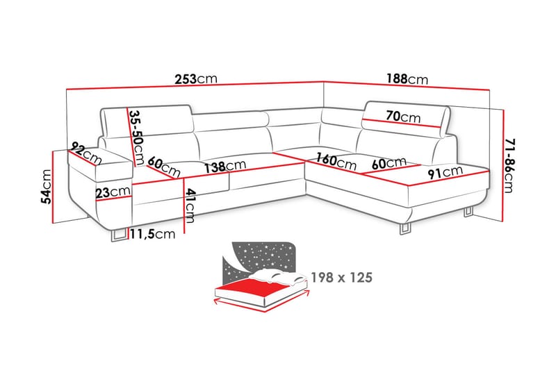 Fonti Soffa med Schäslong 3-sits - Brun - Möbler - Soffa - Divansoffa & schäslongsoffa - 3 sits soffa med divan