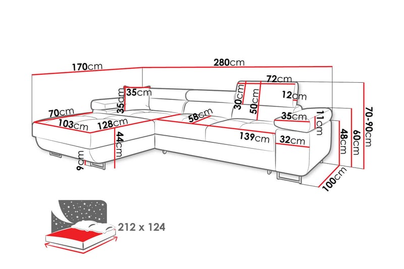 Gabina Soffa med Divan 3-sits - Blå - Möbler - Soffa - Divansoffa & schäslongsoffa - 3 sits soffa med divan