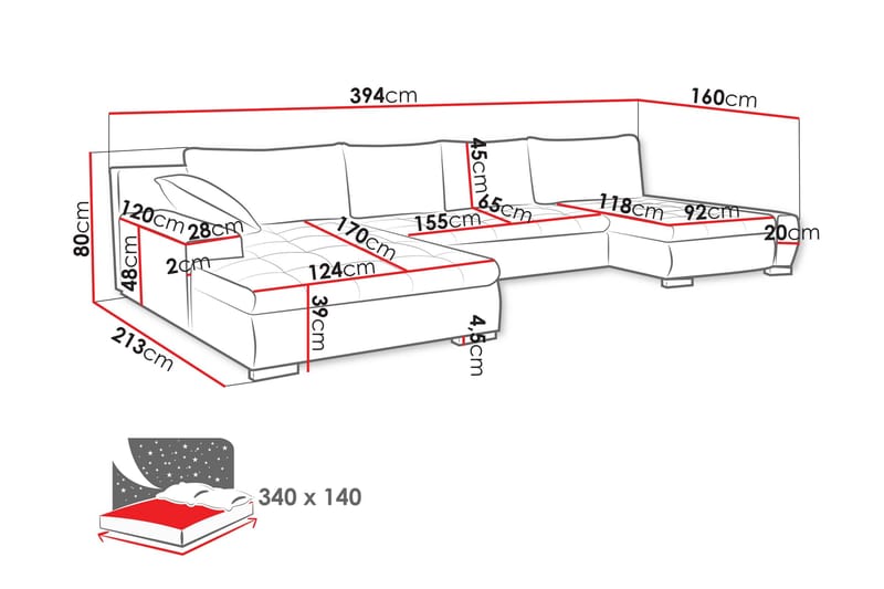 Gamal Soffa Dubbeldivan 4-sits - Brun - Möbler - Soffa - U-soffa