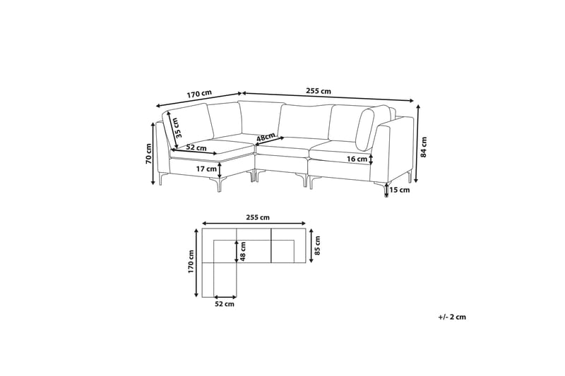 4-sits Hörnsoffa Samkom Höger - Sammet/Grå - Möbler - Soffa - Hörnsoffa