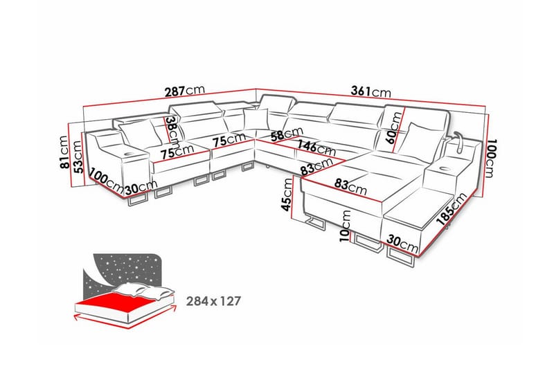 5-sits Hörnsoffa Galbally - Möbler - Soffa - Hörnsoffa