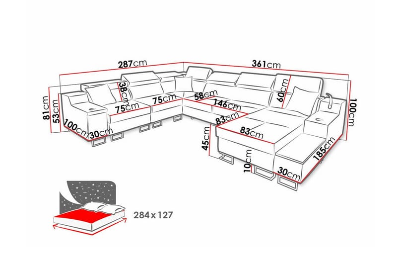 5-sits Hörnsoffa Galbally - Möbler - Soffa - Hörnsoffa