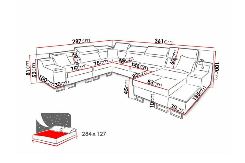 5-sits Hörnsoffa Galbally - Möbler - Soffa - Hörnsoffa