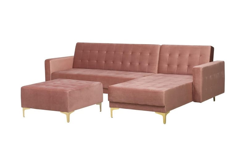 Hörnbäddsoffa med Fotpall Najera - Rosa - Möbler - Soffa - Bäddsoffa - Bäddsoffa divan