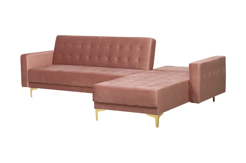 Hörnbäddsoffa med Fotpall Najera - Rosa - Möbler - Soffa - Bäddsoffa - Bäddsoffa divan