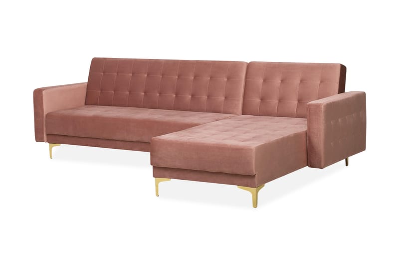 Hörnbäddsoffa med Fotpall Najera - Rosa - Möbler - Soffa - Bäddsoffa - Bäddsoffa divan