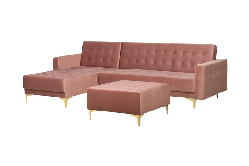 Hörnbäddsoffa med Fotpall Najera - Rosa - Möbler - Soffa - Bäddsoffa - Bäddsoffa divan