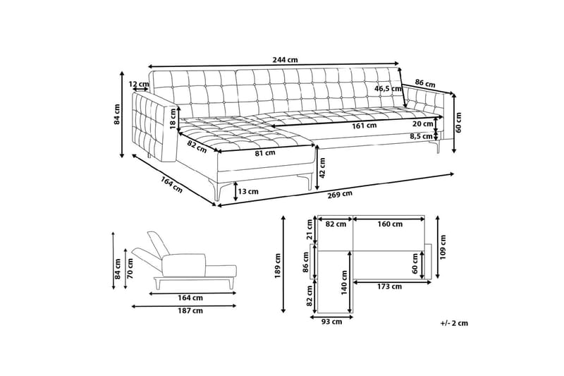 Hörnbäddsoffa Najera - Grå - Möbler - Soffa - Bäddsoffa - Bäddsoffa divan