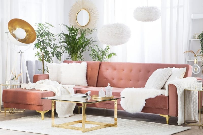 Hörnbäddsoffa Najera - Rosa - Möbler - Soffa - Bäddsoffa - Bäddsoffa divan