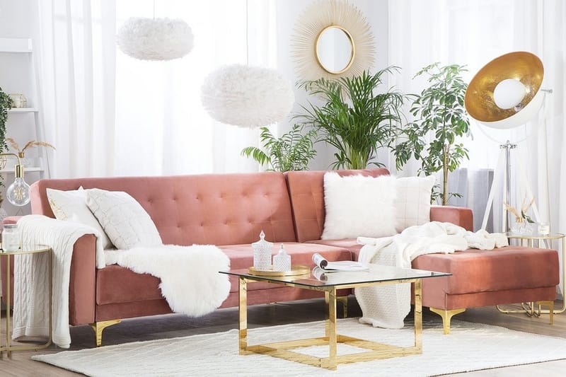 Hörnbäddsoffa Najera - Rosa - Möbler - Soffa - Bäddsoffa - Bäddsoffa divan