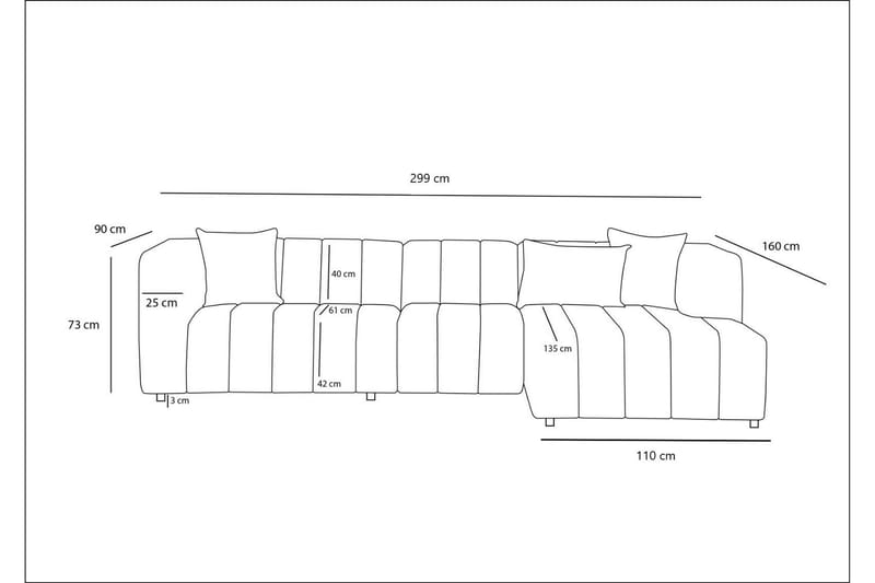 Hörnsoffa Beyza 4-sits - Cream - Möbler - Soffa - Hörnsoffa