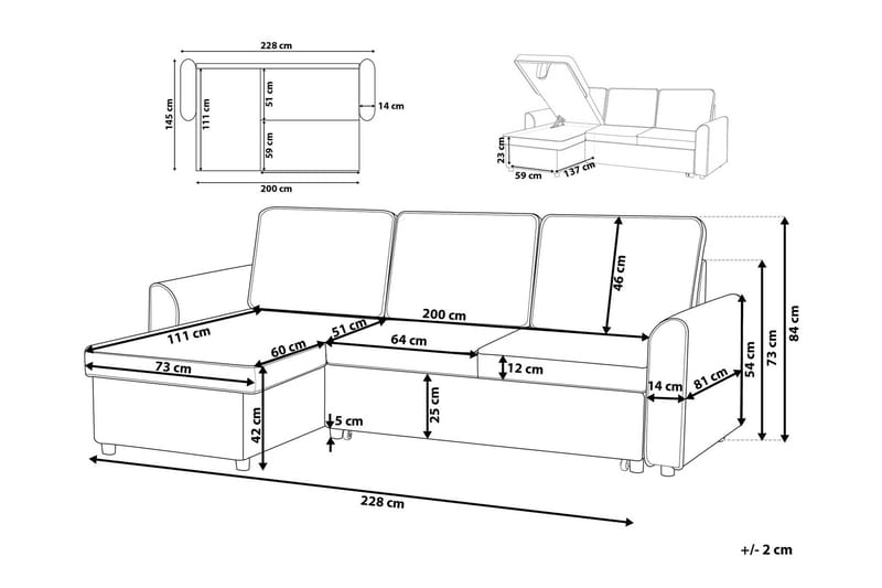 Hörnsoffa Nesna 228 cm - Brun - Möbler - Soffa - Hörnsoffa