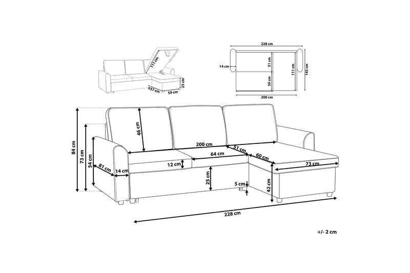 Hörnsoffa Nesna 228 cm - Svart - Möbler - Soffa - Hörnsoffa