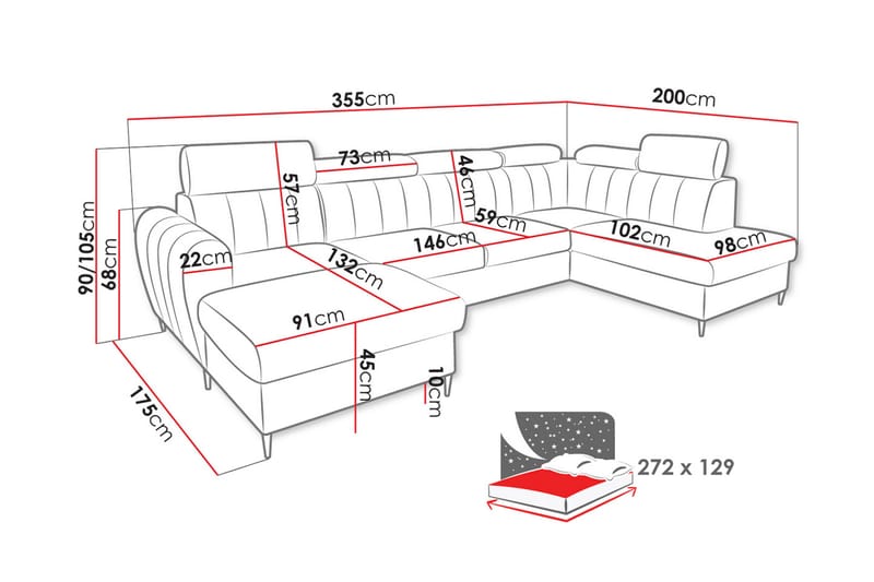 Hoffman Soffa med Divan och Schäslong 4-sits - Beige - Möbler - Soffa - Divansoffa & schäslongsoffa - 4 sits soffa med divan