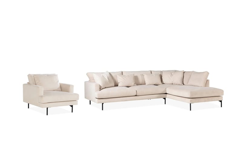 Menard 3-sits Soffa med Schäslong Höger + Fåtölj - Beige - Möbler - Soffa - Soffgrupp