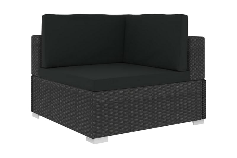 Hörnsitsar Modulsoffa Utomhus 2 st med dynor konstrotting svart - Svart - Utemöbler & utemiljö - Loungemöbler - Loungesoffor