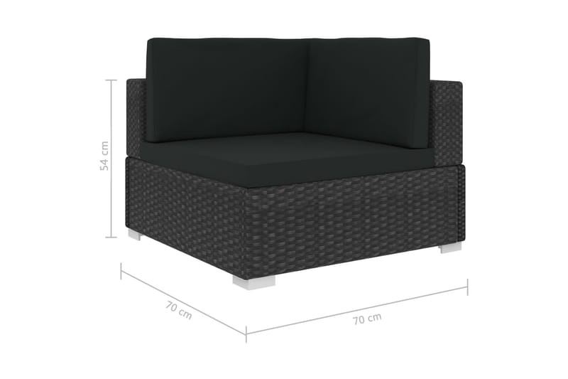 Hörnsitsar Modulsoffa Utomhus 2 st med dynor konstrotting svart - Svart - Utemöbler & utemiljö - Loungemöbler - Loungesoffor