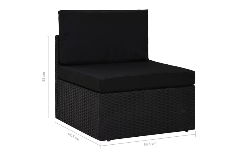 Modulsoffa 2-sits konstrotting svart - Svart - Utemöbler & utemiljö - Loungemöbler - Loungesoffor