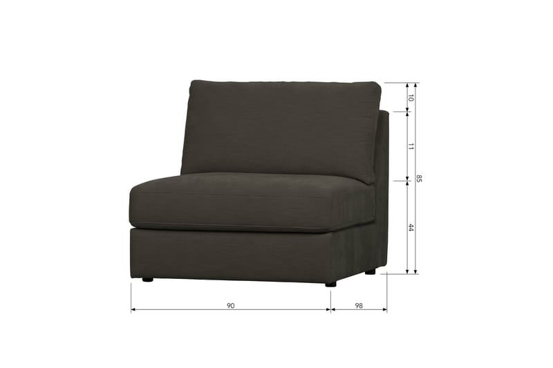 Mittmodul Havelberg - Antracit - Möbler - Soffa - Modulsoffa - Mittmodul