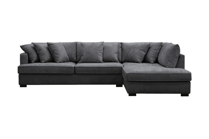 Rossi Djup 3-sits L Sammetssoffa med Schäslong Höger - Svart - Möbler - Soffa - Divansoffa & schäslongsoffa - 4 sits soffa med divan