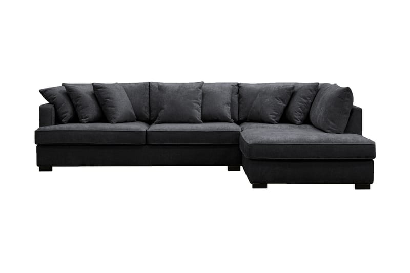 Rossi Djup 3-sits L Sammetssoffa med Schäslong Höger - Svart - Möbler - Soffa - Divansoffa & schäslongsoffa - 4 sits soffa med divan