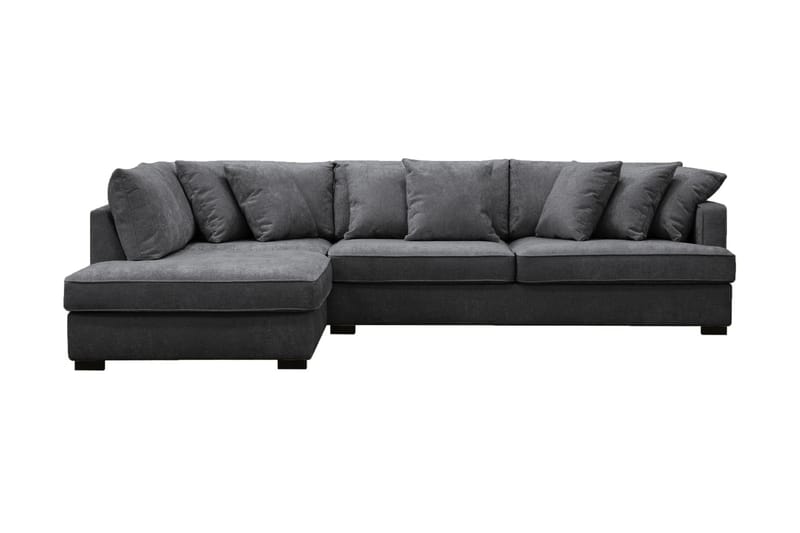 Rossi Djup 3-sits L Sammetssoffa med Schäslong Vänster - Svart - Möbler - Soffa - Divansoffa & schäslongsoffa - 4 sits soffa med divan